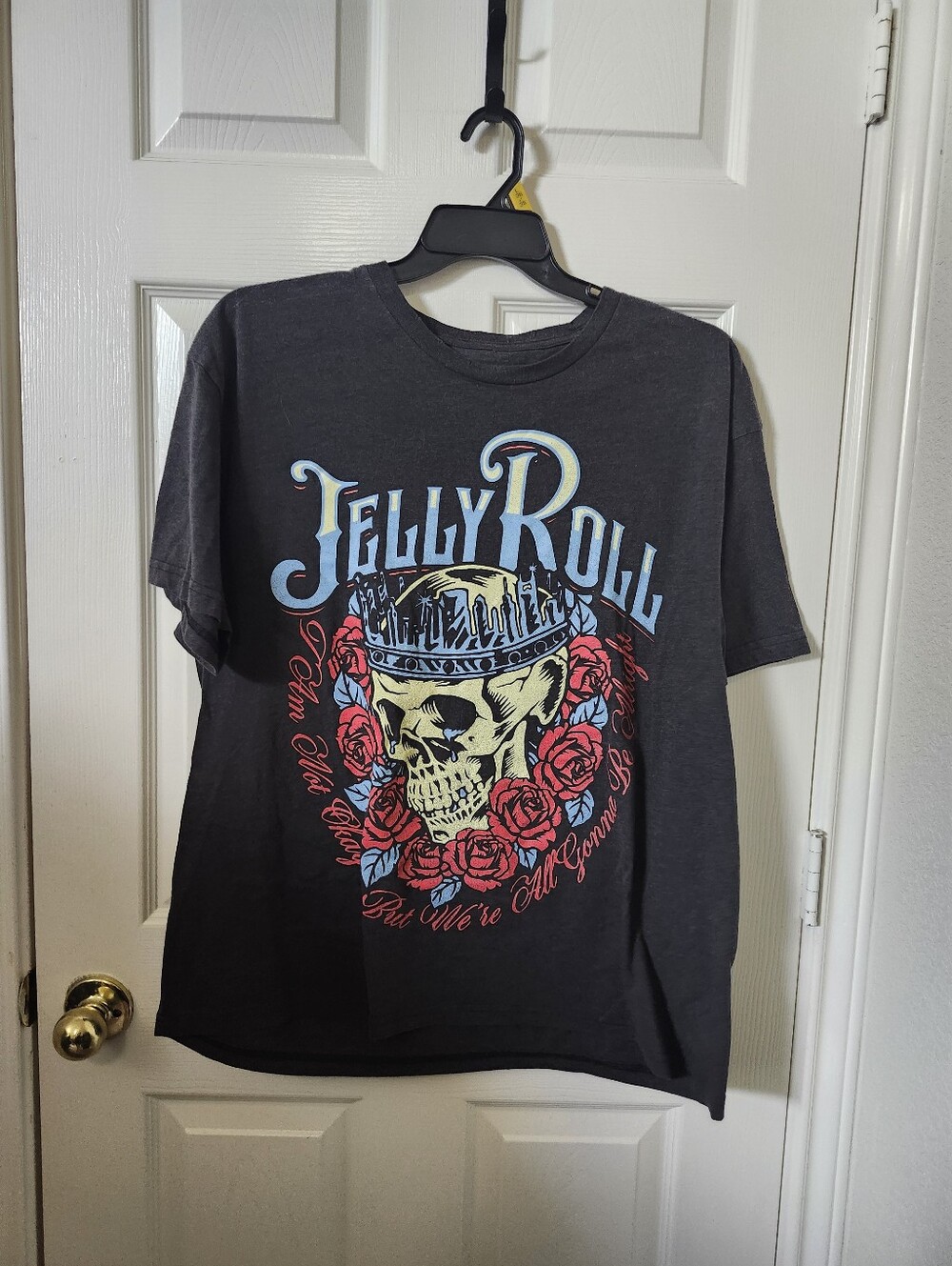 Jelly Roll Men's Graphic Tee - Charcoal with Skull & Roses